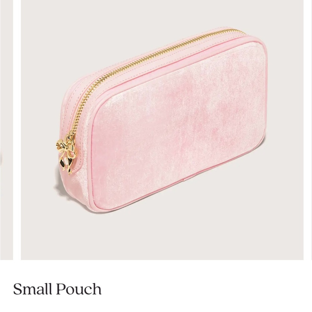 Stoney Clover Lane Blush Velvet Pouch with Gold Zipper
